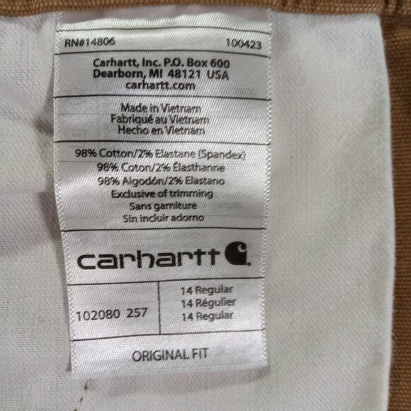 Carhartt Carpenter Pant Women 36x31, Tag 14 R Original Fit Stretch Canvas Tan - Picture 11 of 13